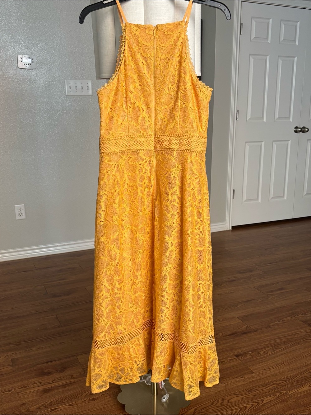 Antonio Melani Floral Yellow Lace Halter Midi Dress - Picture 2 of 5
